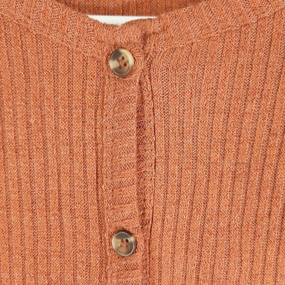 Three Pink Hearts Trixxi Rust Ribbed Ruffle Hem Cropped Cardigan Large NWT - Picture 3 of 8